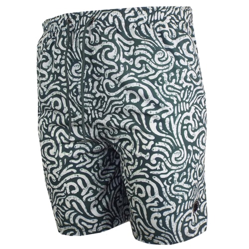 Espionage – Wassershorts mit abstraktem Print Olivgrün/Ecru